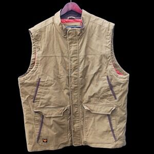 Hawx Work Gear Mens 2XL Tan Canvas Quilted Insulated Work Vest Brown/Green